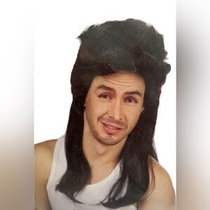 Halloween Mullet Costume Wig Adult 14+ Black Long Hair Celebrate